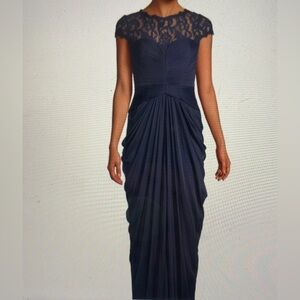 Adrianna Papell Navy Lace Evening Gown